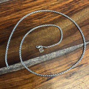 Authentic DAVID YURMAN 22" Long Box Chain Necklace w/ 14K DY Hang Tag